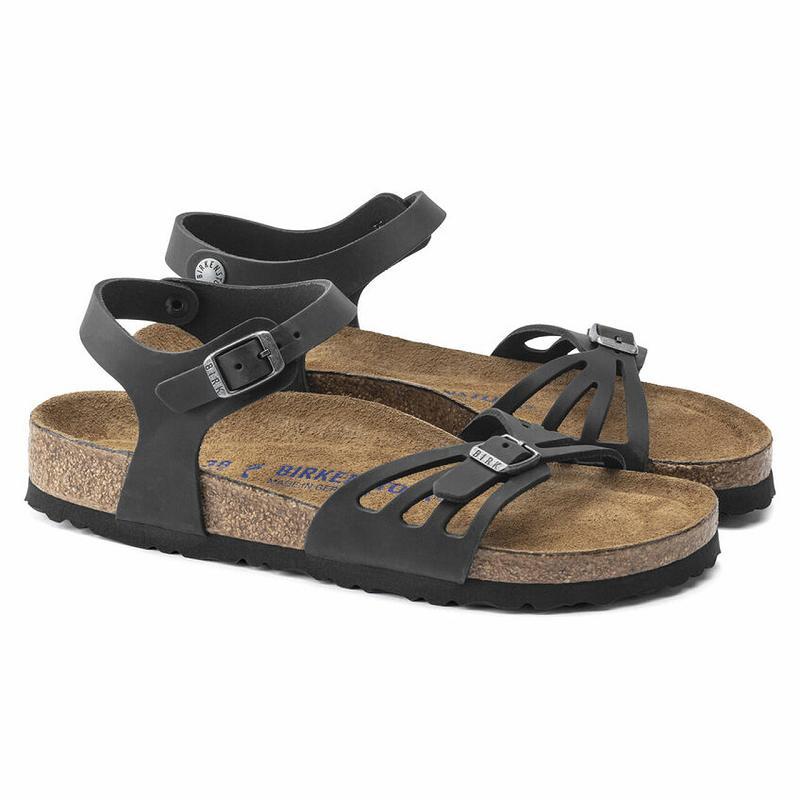 Birkenstock Bali Soft Footbed Oiled Læder Sandaler Dame Sort | DK 341PJJ